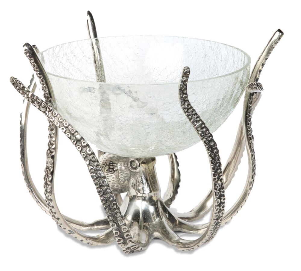 Russell Collection - Atrani Octopus Glass and Aluminium Bottle Holder
