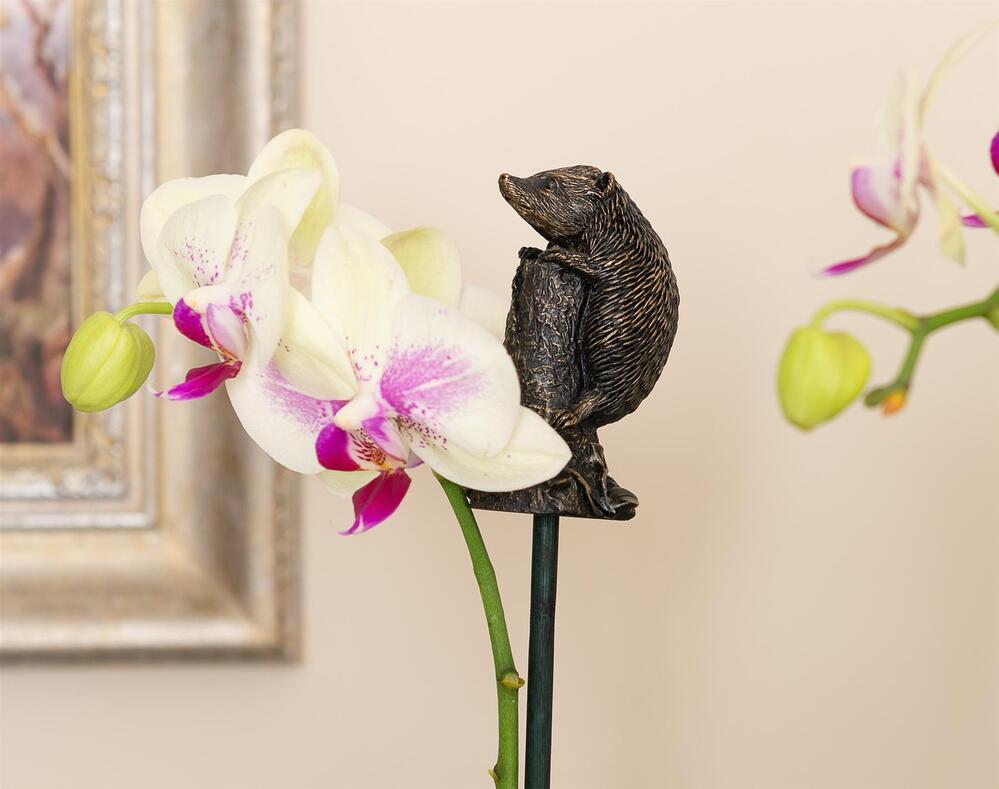 Jardinopia Cane Companion - Antique Bronze Hedgehog