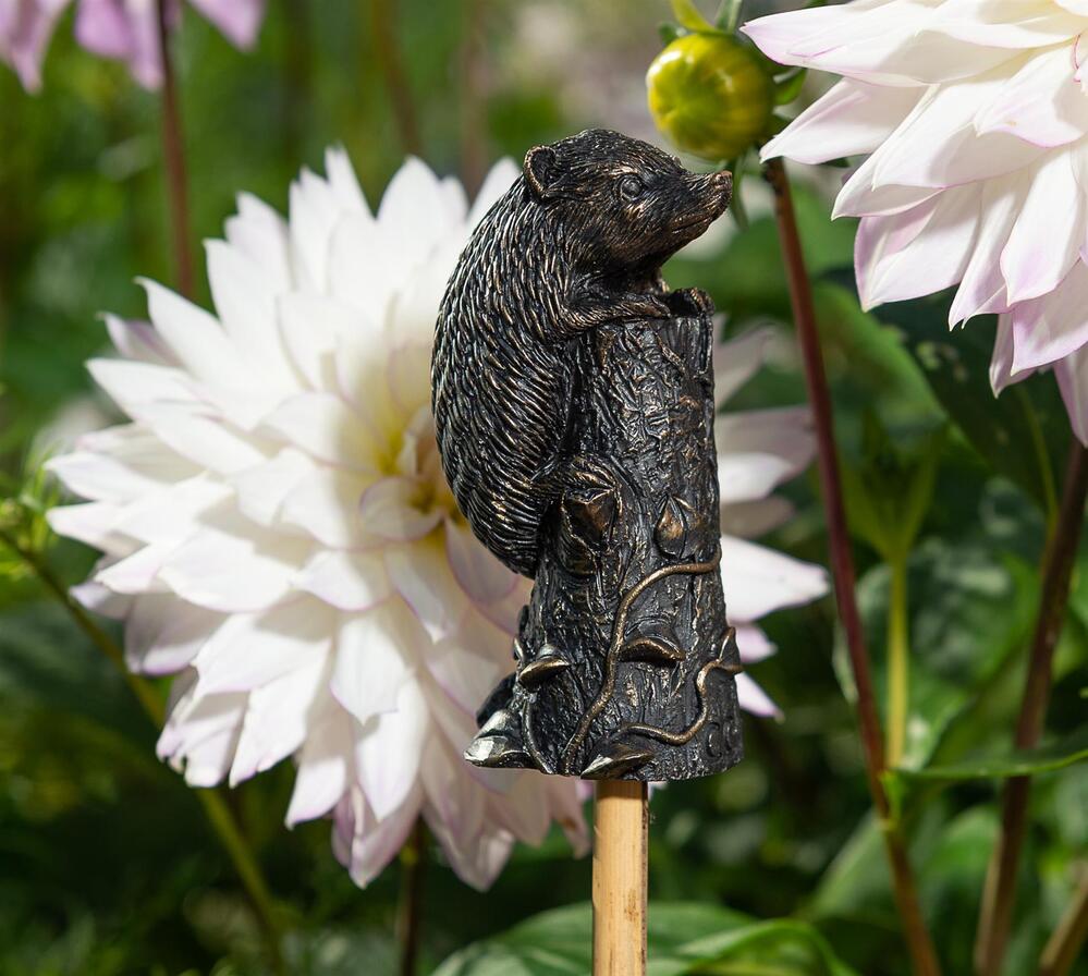 Jardinopia Cane Companion - Antique Bronze Hedgehog