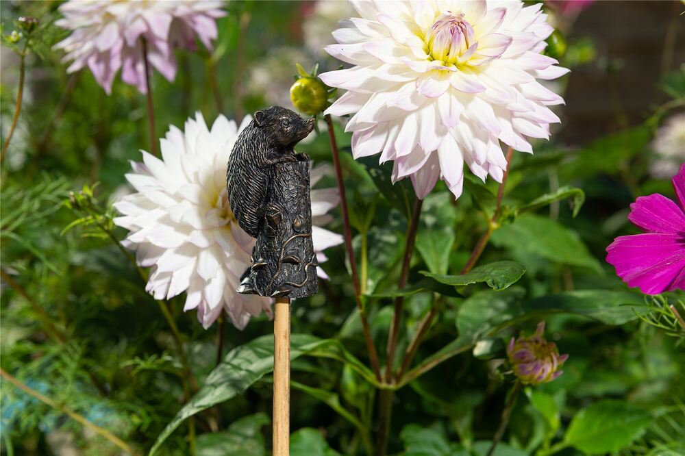 Jardinopia Cane Companion - Antique Bronze Hedgehog