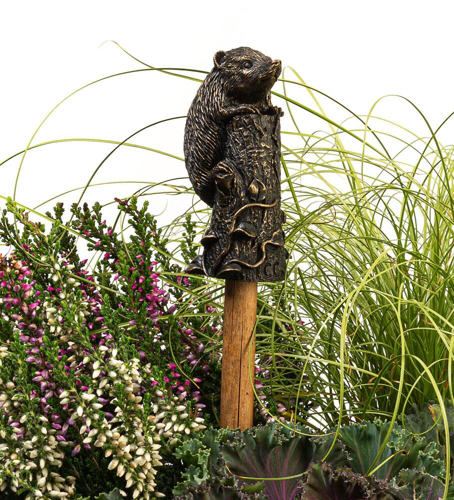 Jardinopia Cane Companion - Antique Bronze Hedgehog