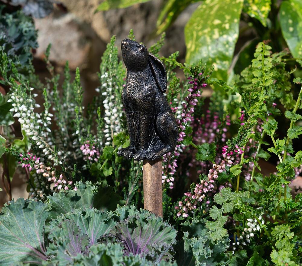 Jardinopia Cane Companion - Antique Bronze Moongazing Hare