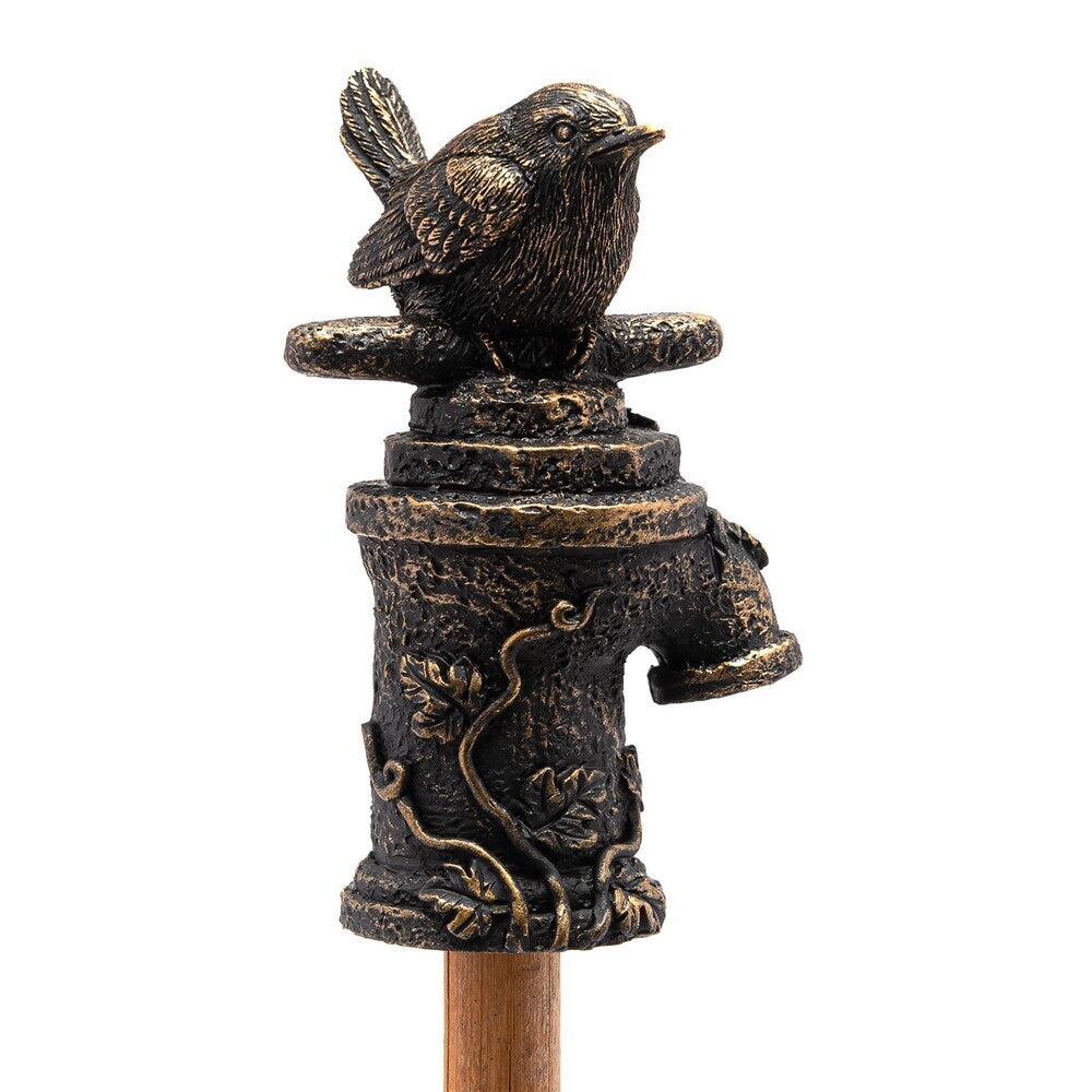 Jardinopia Cane Companion - Antique Bronze Wren On Tap