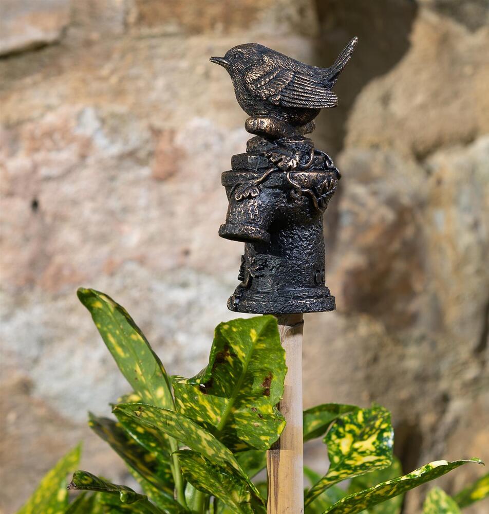 Jardinopia Cane Companion - Antique Bronze Wren On Tap