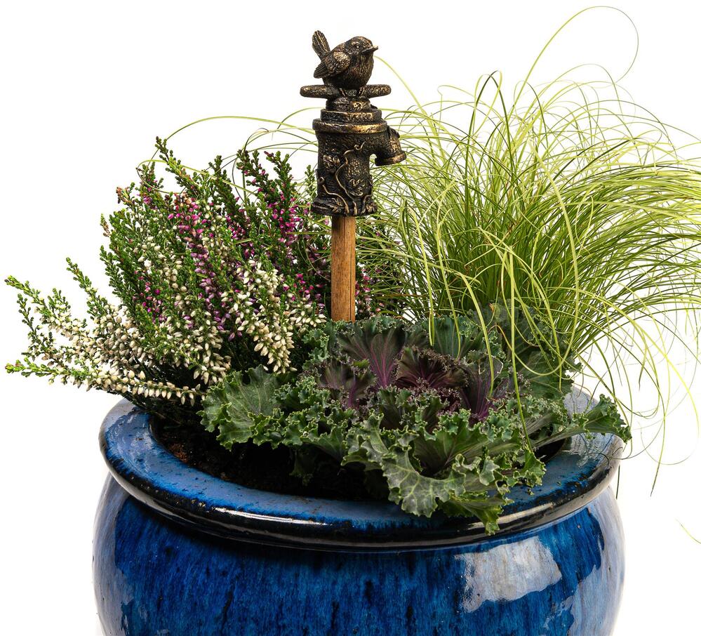 Jardinopia Cane Companion - Antique Bronze Wren On Tap