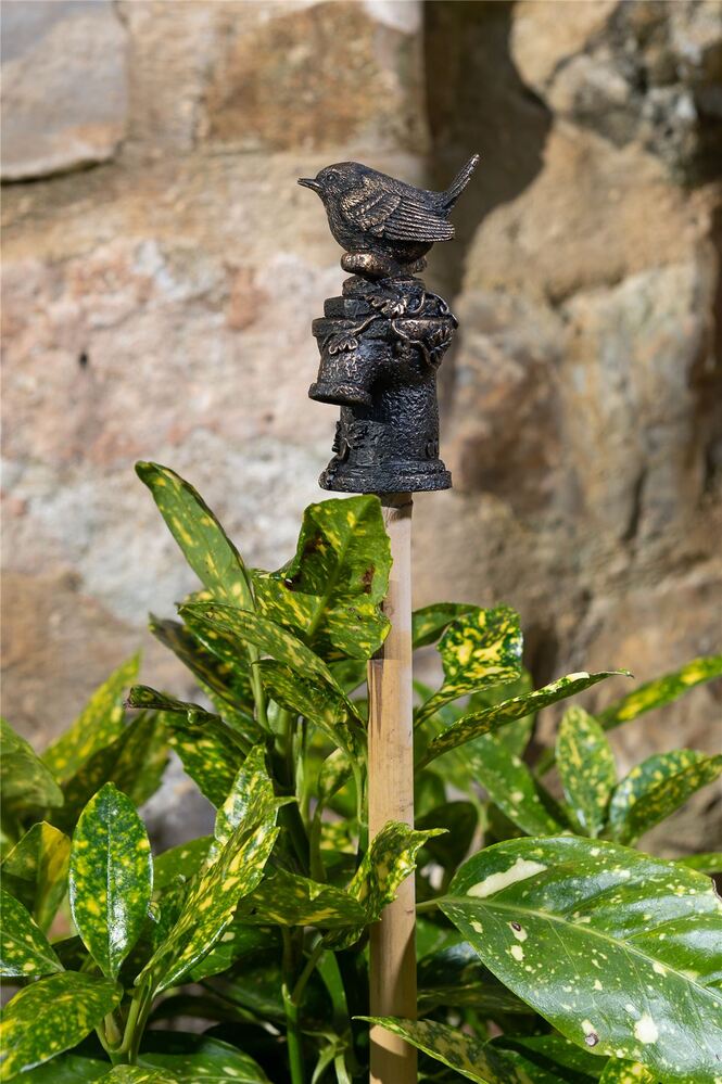 Jardinopia Cane Companion - Antique Bronze Wren On Tap