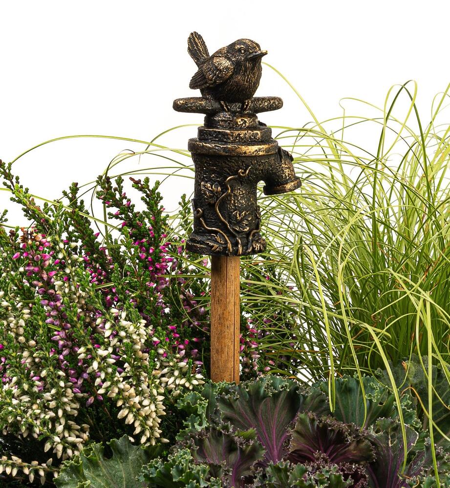 Jardinopia Cane Companion - Antique Bronze Wren On Tap