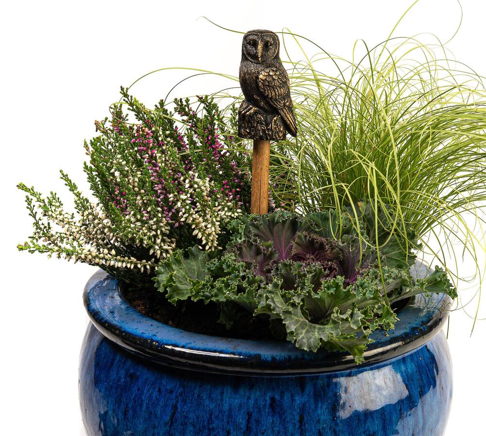 Jardinopia Cane Companion - Antique Bronze Barn Owl