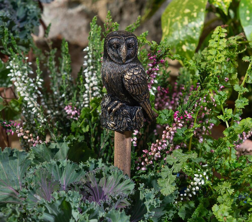 Jardinopia Cane Companion - Antique Bronze Barn Owl