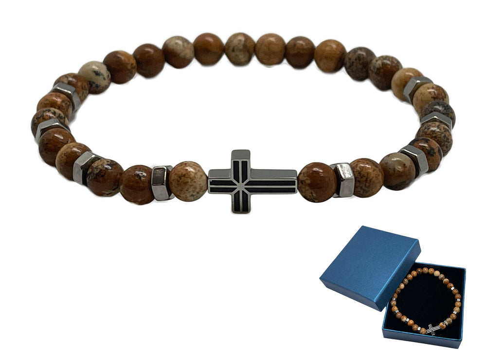 Precious Stone Bracelet With Cross