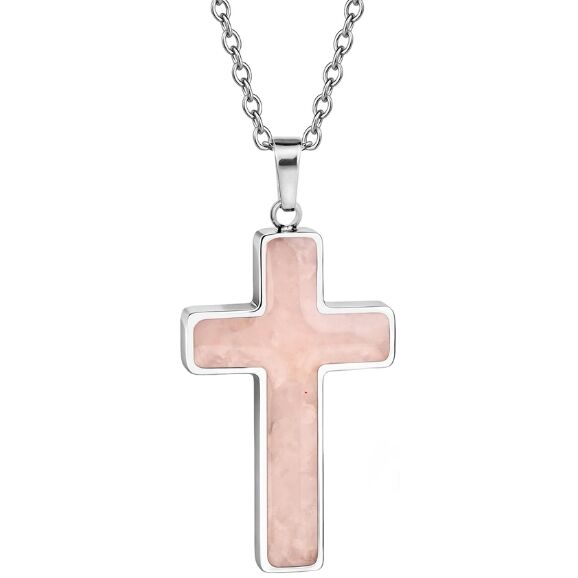 A Gift of Faith - Rose Quartz Cross with Chain