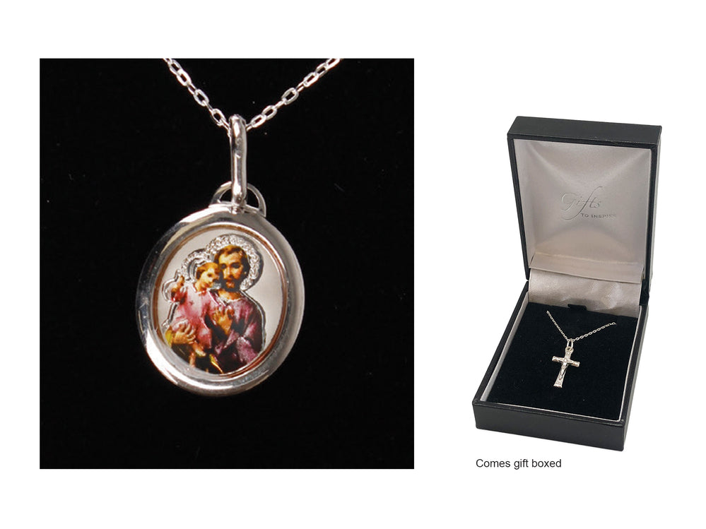 Sterling Silver Necklace with Saint Joseph Medal