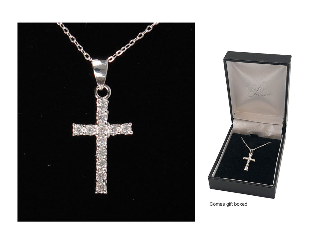 Sterling Silver Necklace with Stone Cross