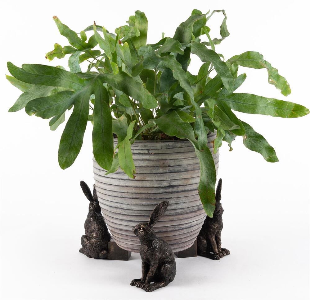 Jardinopia Potty Feet - Antique Bronze Vigilant Hare (Set Of 3)