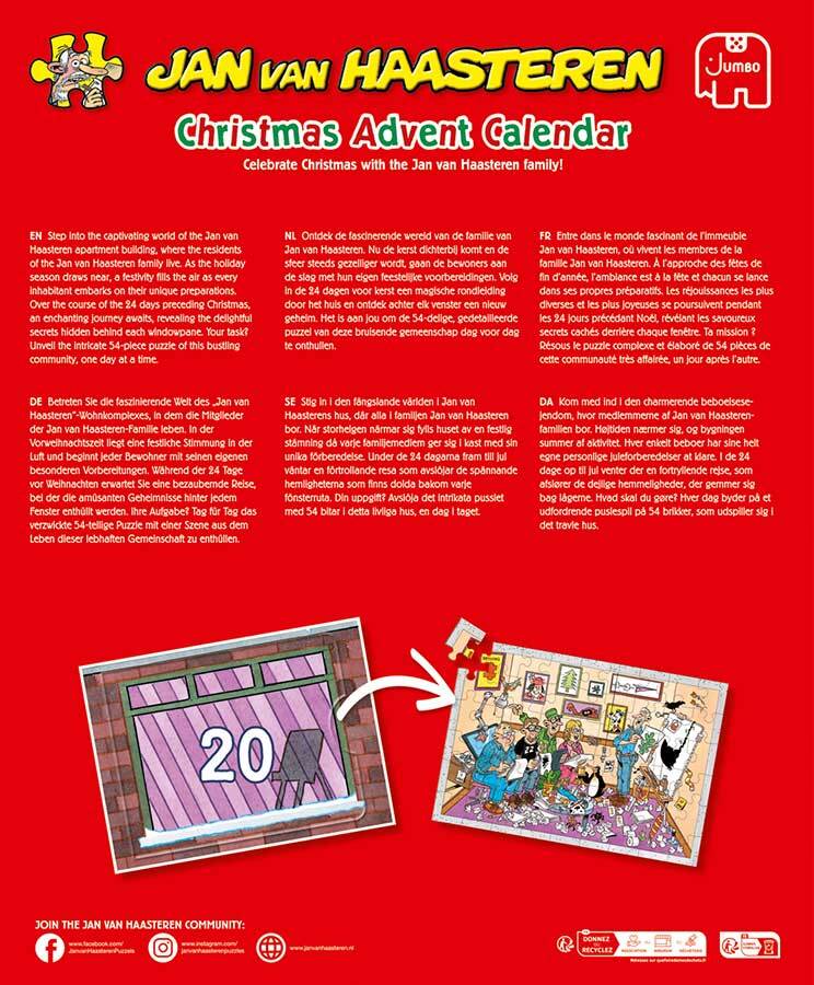 Jan Van Haasteren Christmas Advent Calendar - 24 x 54pc Puzzles