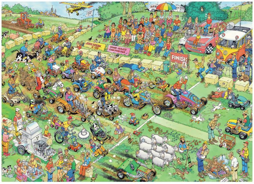 Jan Van Haasteren Puzzle 1000pc - Lawn Mower Race