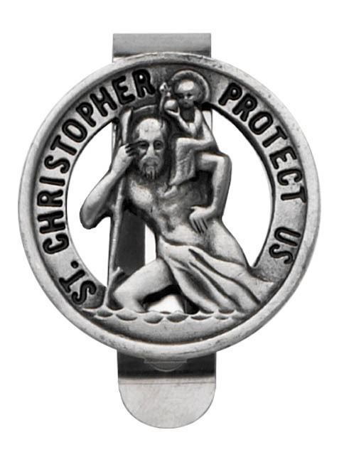 Pewter Visor Clip - St. Christopher