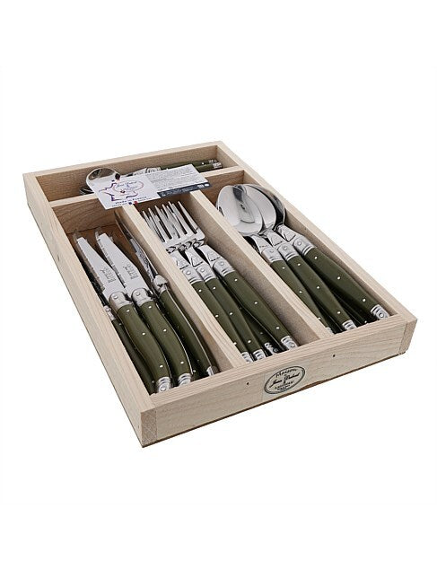 Jean Dubost Laguiole Maison - 24pc Cutlery Set Khaki