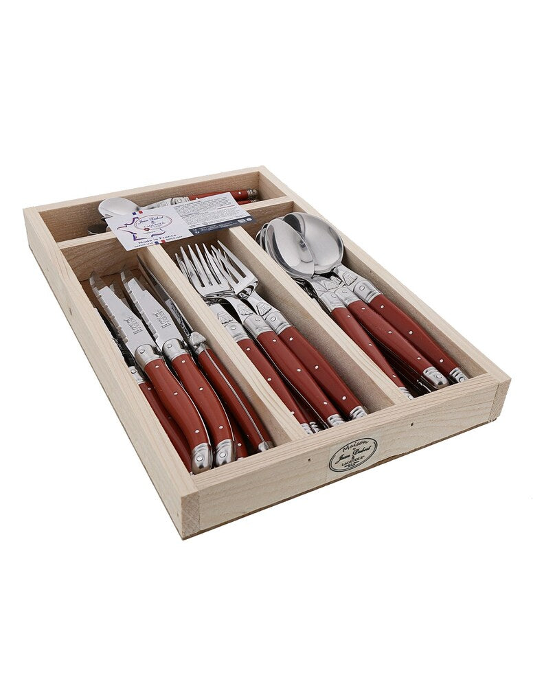 Jean Dubost Laguiole Maison - 24pc Cutlery Set Brick Red