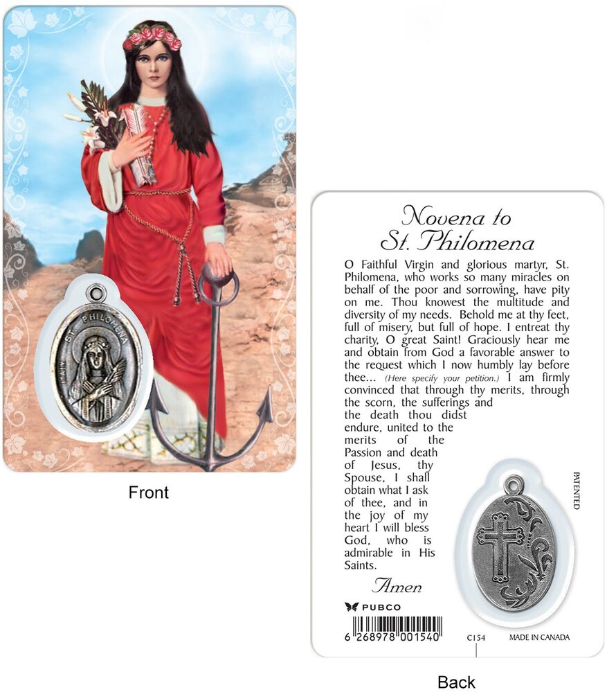 St. Philomena Souvenir Card and Charm