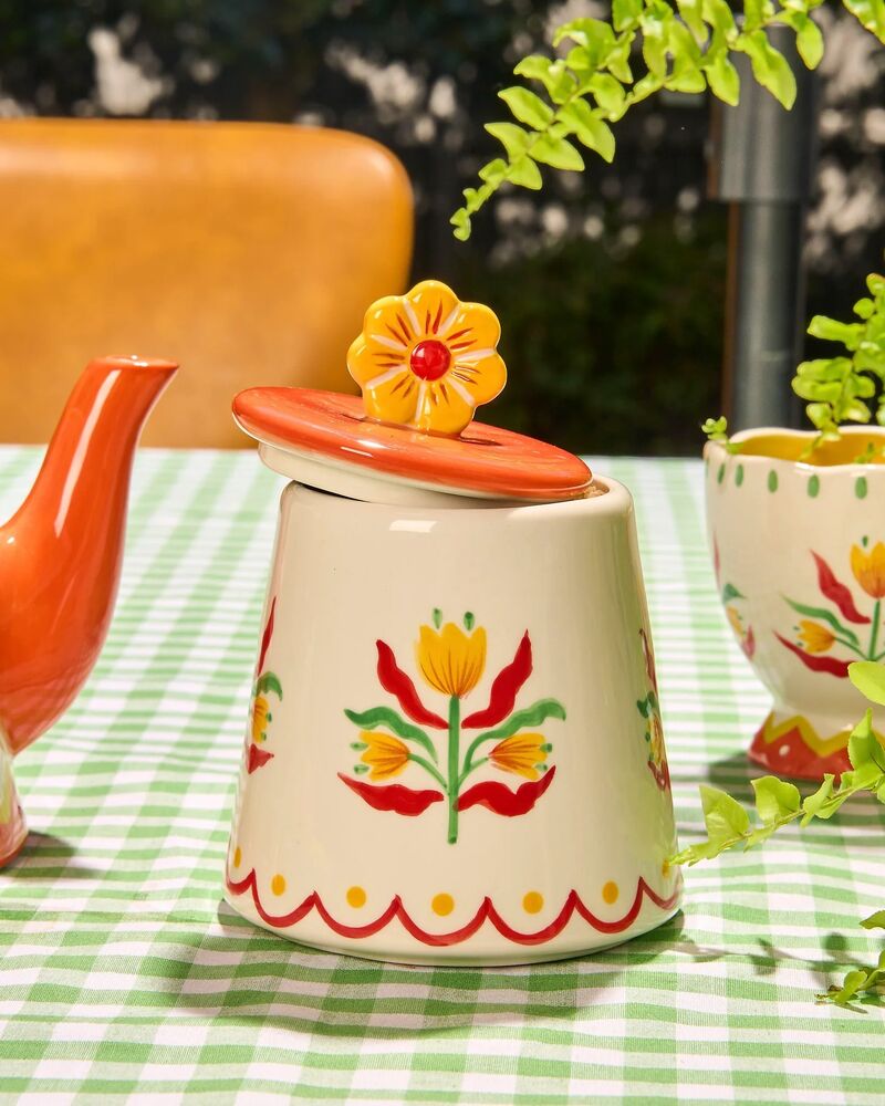 La La Land Beyond Retro Folk - Stoneware Hand Painted Sugar Pot