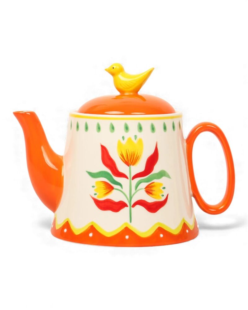 La La Land Beyond Retro Folk - Stoneware Hand Painted Teapot