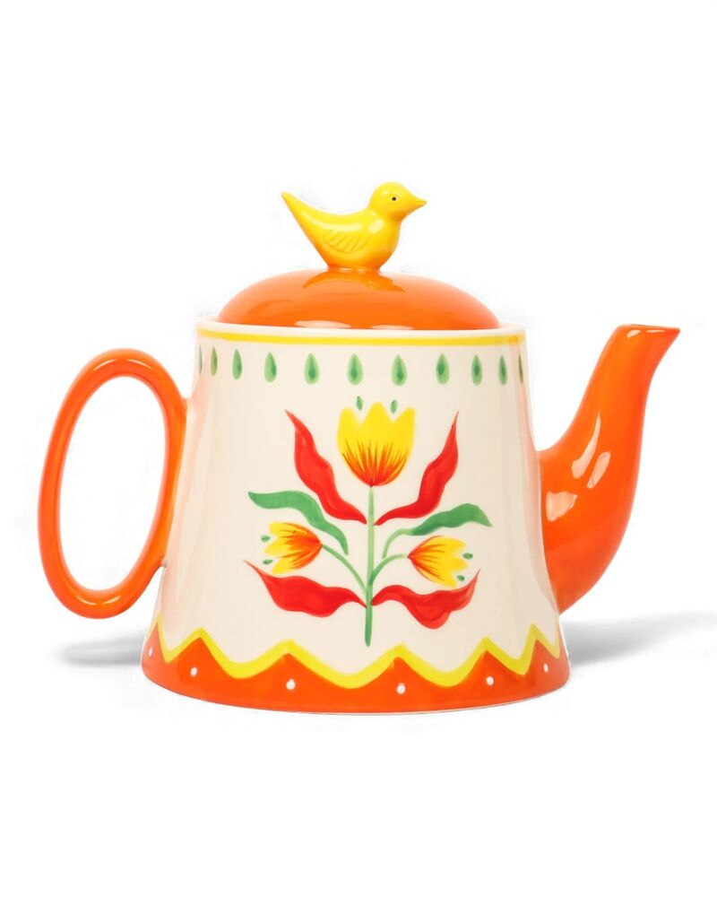 La La Land Beyond Retro Folk - Stoneware Hand Painted Teapot