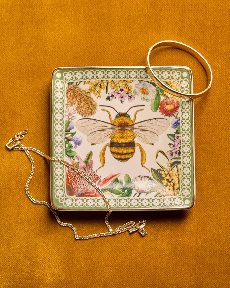 La La Land Botanical Blooms - Square Trinket Tray Bee