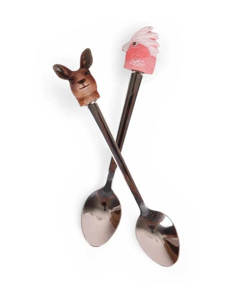La La Land - Aussie Cuties Pink Galah & Kangaroo Resin Spoons