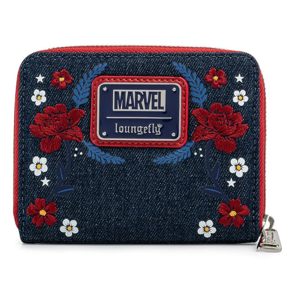 Loungefly Marvel - Captain America Floral Shield Zip Around Wallet