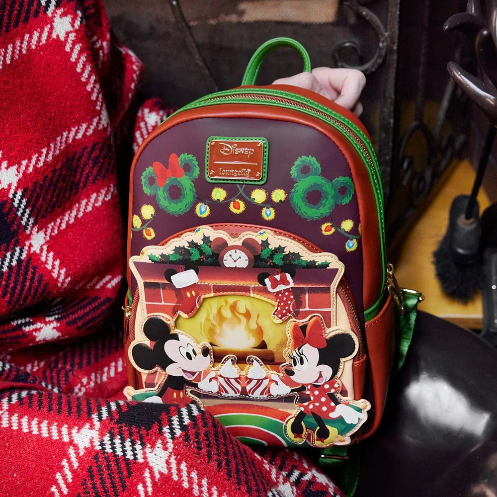 Loungefly Disney Mickey And Minnie - Christmas Fireplace Mini Backpack