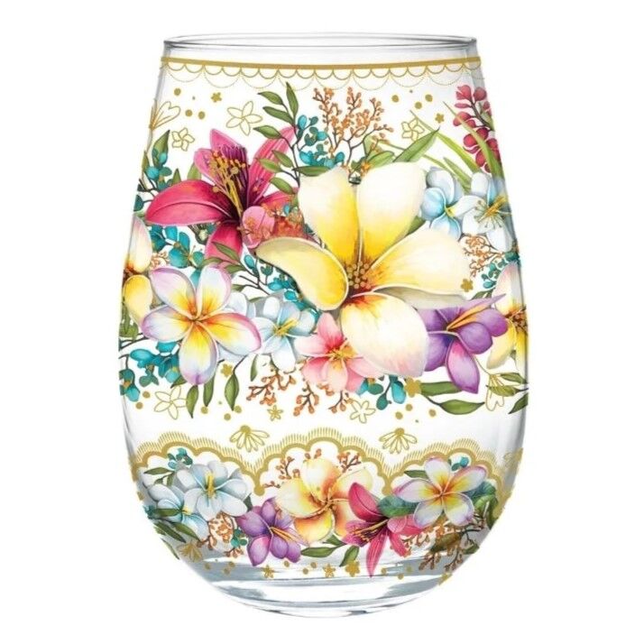 Lisa Pollock - Golden Glamour Stemless Glass Paradise Bloom