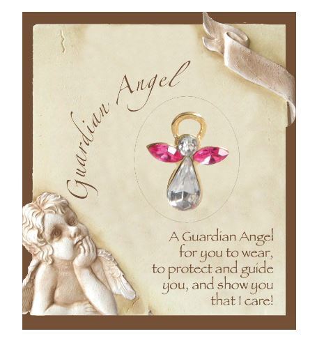 Guardian Angel Birthstone Lapel Pin - October