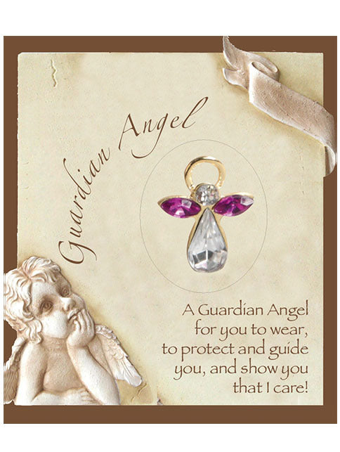 Guardian Angel Birthstone Lapel Pin - February