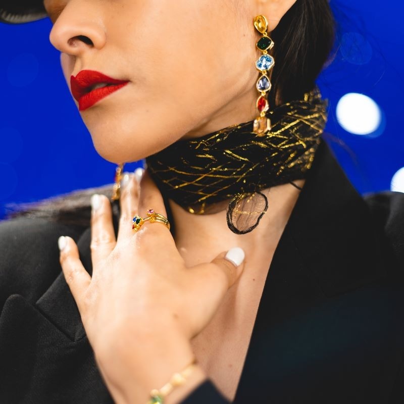 Marvel Couture Kingdom - Infinity Stone Crystal Drop Earings - Gold