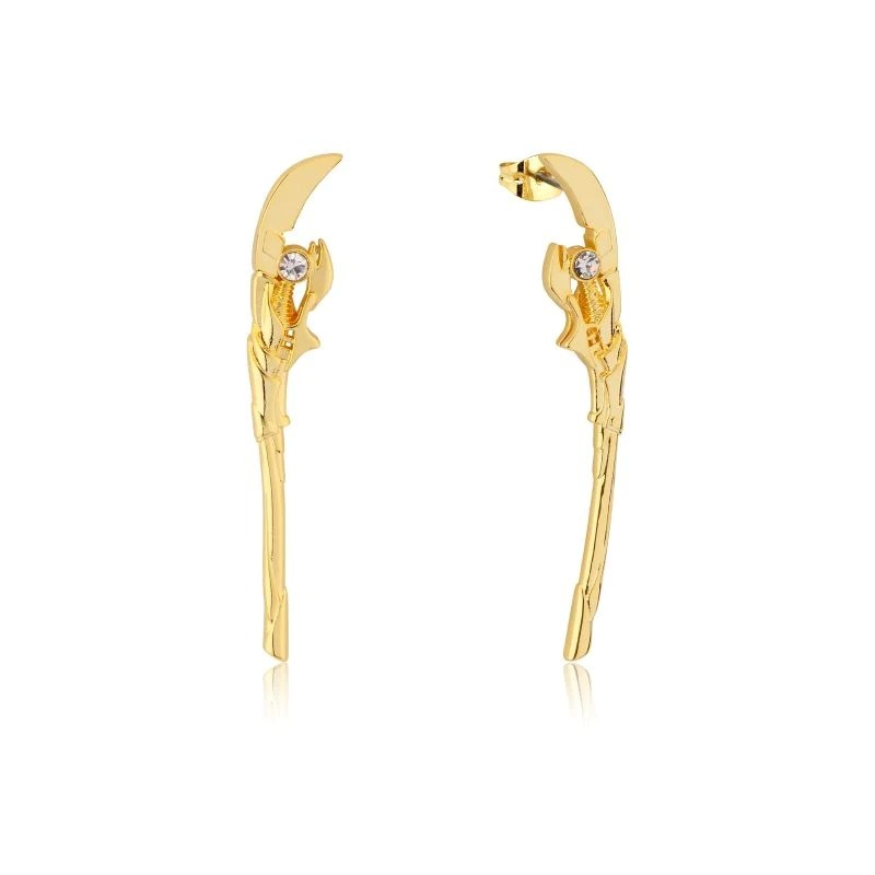 Couture Kingdom - Marvel - Loki Scepter Crystal Drop Earrings Yellow Gold