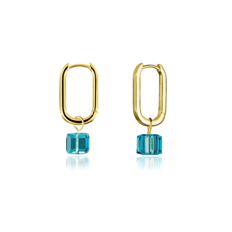 Couture Kingdom - Marvel - Tesseract Crystal Drop Earrings Yellow Gold