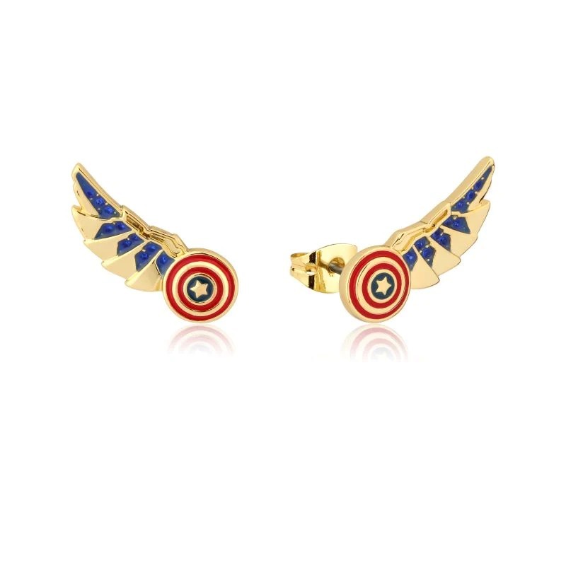 Couture Kingdom - Marvel - Captain America Wings Stud Earrings Yellow Gold