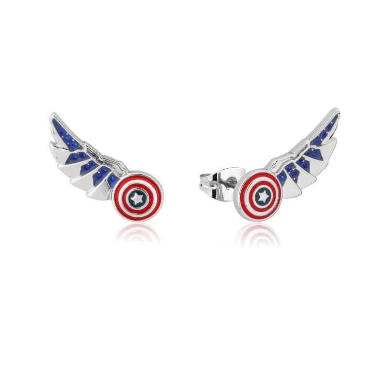 Couture Kingdom - Marvel - Captain America Wings Stud Earrings Silver
