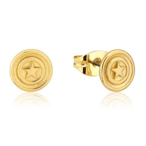 Marvel Couture Kingdom Precious Metal - Captain America Stud Earrings Gold