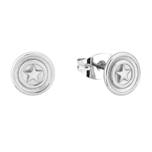 Marvel Couture Kingdom Precious Metal - Captain America Stud Earrings Silver