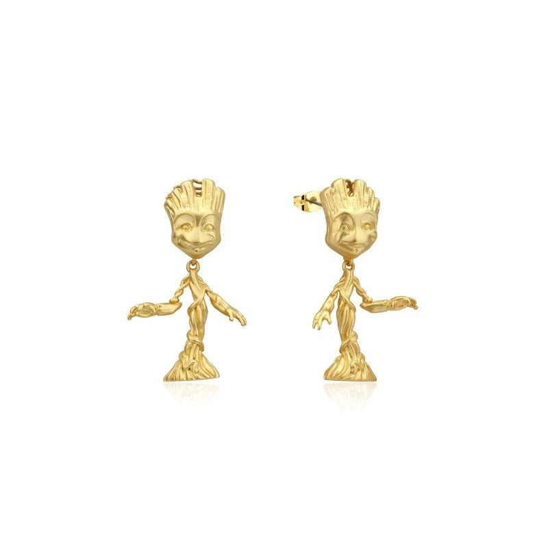 Couture Kingdom - Marvel - Guardians Of The Galaxy Baby Groot Drop Earrings Yellow Gold
