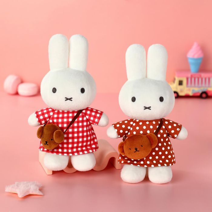 Miffy Plush - Checkered Dress with Snuffy Bag 24cm