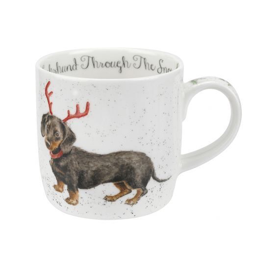 Royal Worcester Wrendale Christmas Mug - Dachshund Through The Snow