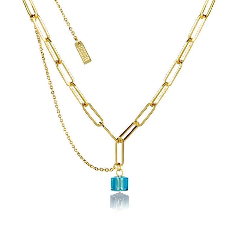 Couture Kingdom - Marvel - Tesseract Crystal Necklace Yellow Gold