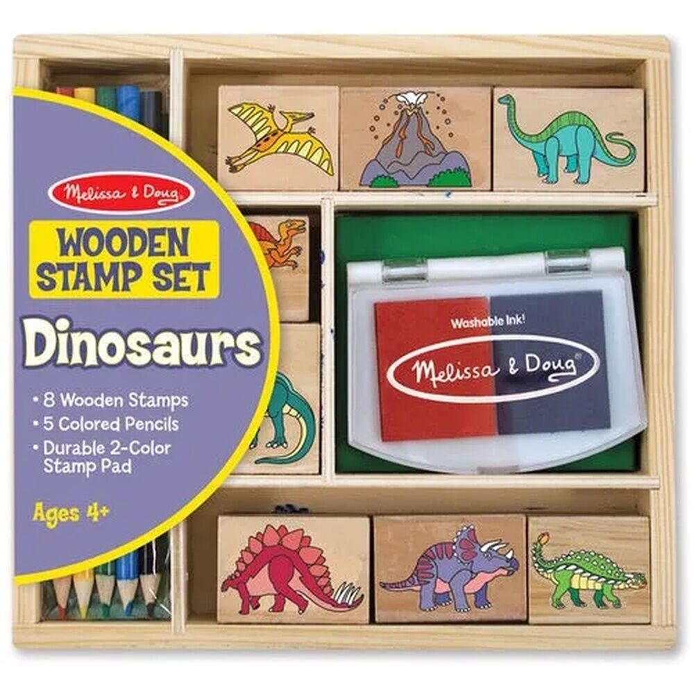 Melissa & Doug Wooden Stamp Set - Dinosaurs