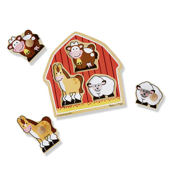 Melissa & Doug Jumbo Knob Puzzle - Barnyard Animals 3pc