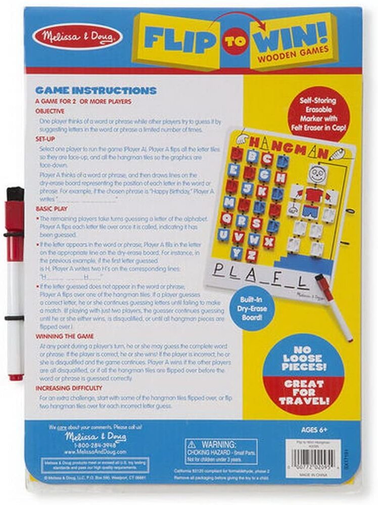 Melissa & Doug Wooden Games - Flip-to-Win Hangman Travel Game