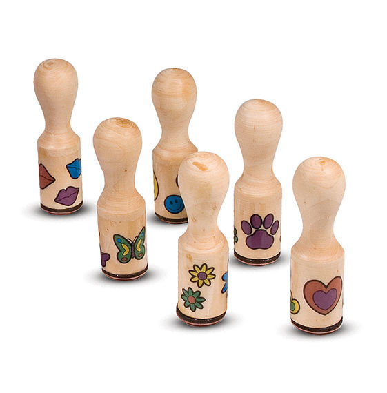 Melissa & Doug Wooden Stamp Set - Happy Handles