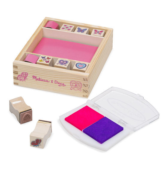 Melissa & Doug Wooden Stamp Set - Butterflies and Hearts